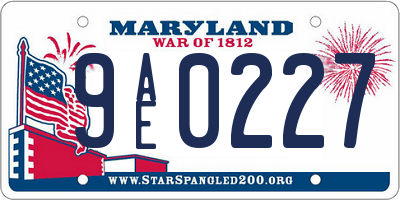 MD license plate 9AE0227