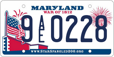 MD license plate 9AE0228