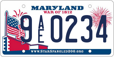MD license plate 9AE0234