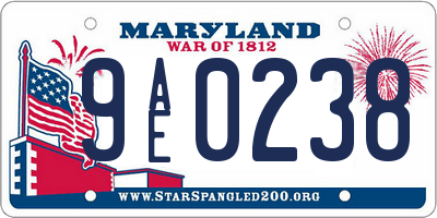MD license plate 9AE0238