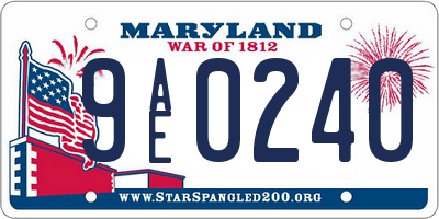 MD license plate 9AE0240