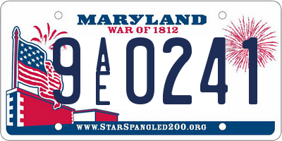 MD license plate 9AE0241