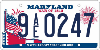 MD license plate 9AE0247