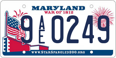 MD license plate 9AE0249