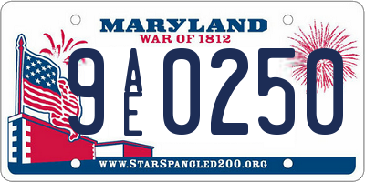 MD license plate 9AE0250