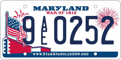MD license plate 9AE0252