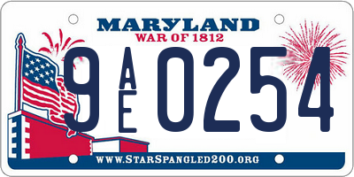 MD license plate 9AE0254
