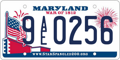 MD license plate 9AE0256