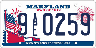 MD license plate 9AE0259