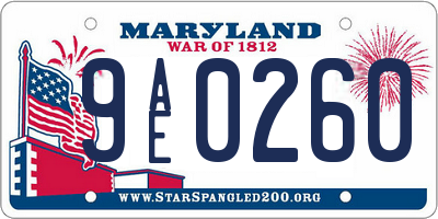 MD license plate 9AE0260