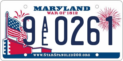 MD license plate 9AE0261