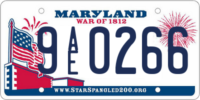 MD license plate 9AE0266