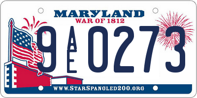 MD license plate 9AE0273