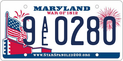 MD license plate 9AE0280