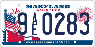 MD license plate 9AE0283