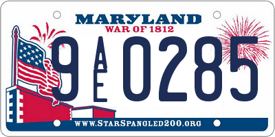 MD license plate 9AE0285
