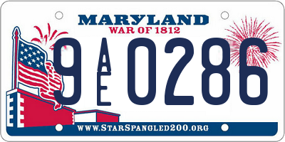 MD license plate 9AE0286