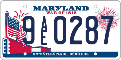 MD license plate 9AE0287