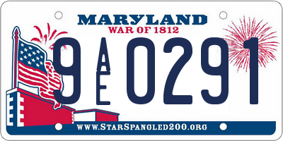 MD license plate 9AE0291