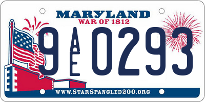 MD license plate 9AE0293
