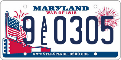 MD license plate 9AE0305