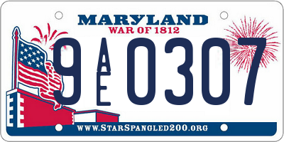 MD license plate 9AE0307
