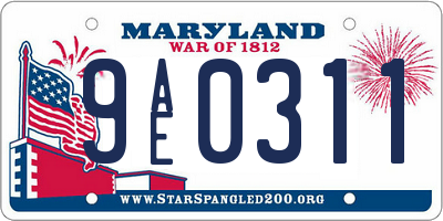 MD license plate 9AE0311