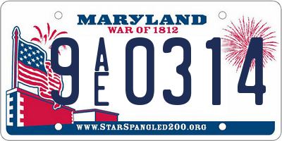 MD license plate 9AE0314