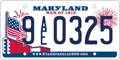 MD license plate 9AE0325