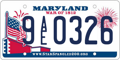 MD license plate 9AE0326