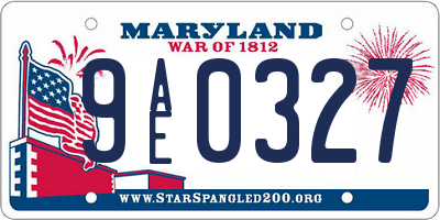 MD license plate 9AE0327