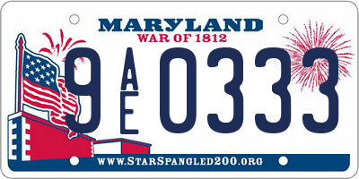 MD license plate 9AE0333