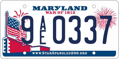 MD license plate 9AE0337