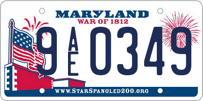 MD license plate 9AE0349