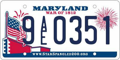MD license plate 9AE0351