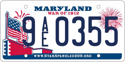 MD license plate 9AE0355