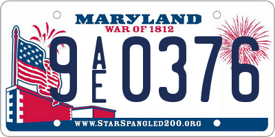 MD license plate 9AE0376