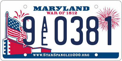 MD license plate 9AE0381