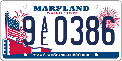 MD license plate 9AE0386