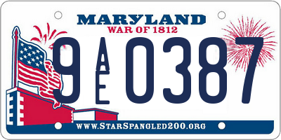 MD license plate 9AE0387
