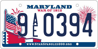 MD license plate 9AE0394