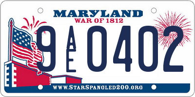 MD license plate 9AE0402