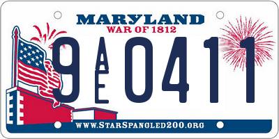 MD license plate 9AE0411