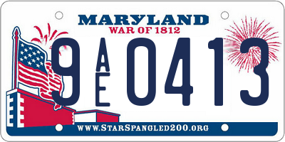 MD license plate 9AE0413