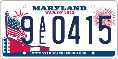 MD license plate 9AE0415