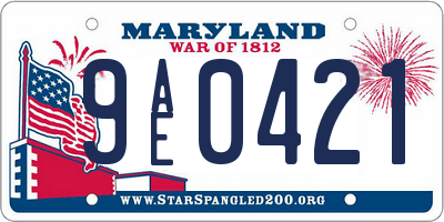 MD license plate 9AE0421