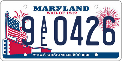 MD license plate 9AE0426