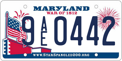 MD license plate 9AE0442