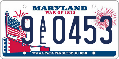 MD license plate 9AE0453