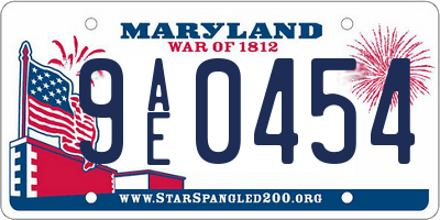 MD license plate 9AE0454